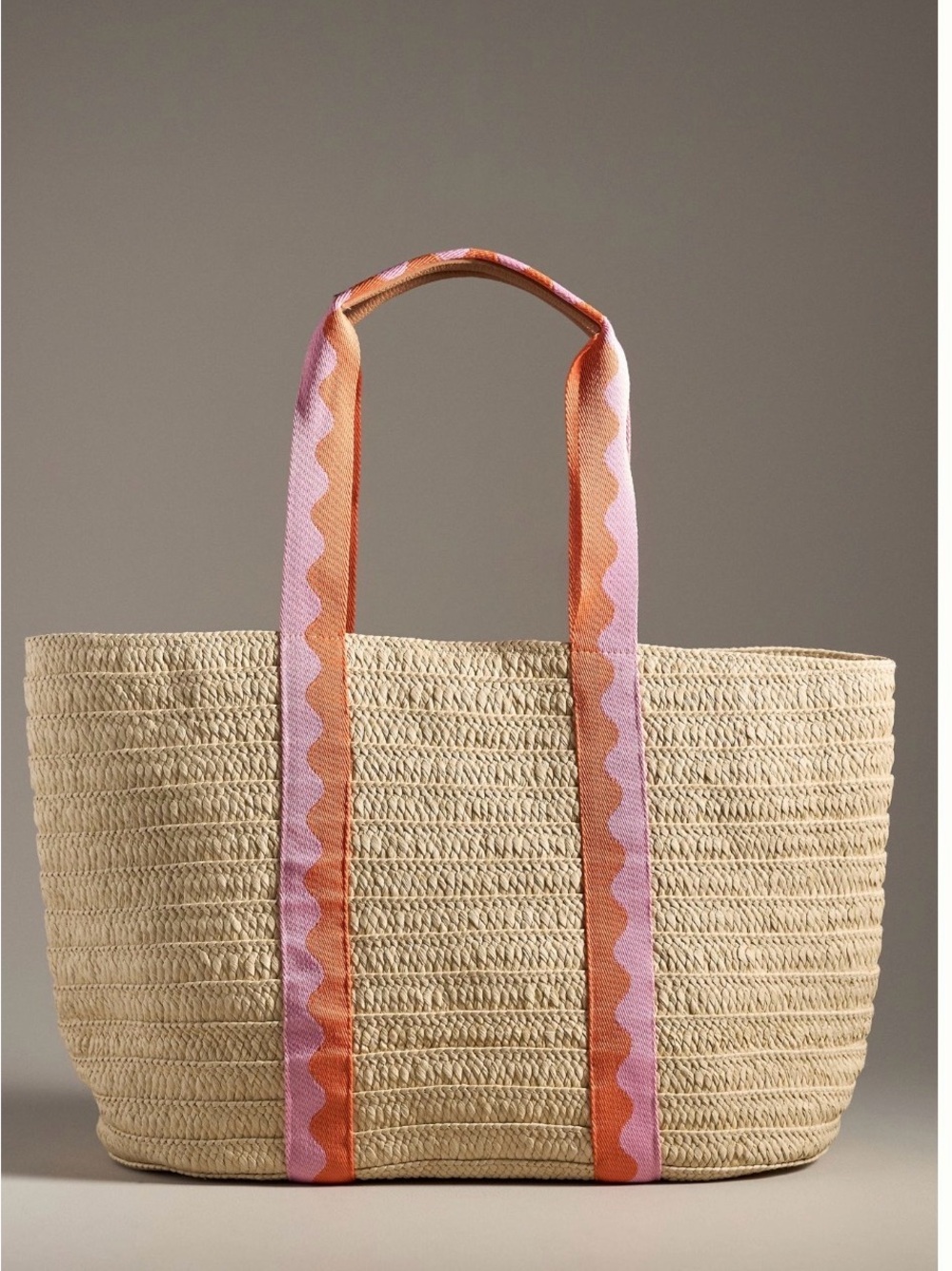 Anthropologie Shiraleah Raffia Tote Bag Pink & Orange: NWT - Picture 1 of 5